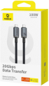 Кабел Baseus Crystal Shine P10318204111-00 USB3.2 USB-C към USB-C Display Cable 100W 1.5м 20Gb - черен снимка 6