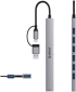 USB Хъб ORICO YSA2-U3-GY, 6x USB 2.0, 1x USB Type-C, 1x USB 3.0, до 5 Gbps, 0.16 м кабел, алуминиев, Сив снимка 2