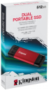 Флаш памет Kingston Dual USB-A-C Portable SSD 512GB - Black-Red снимка 4