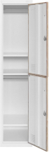  Гардероб RFG, единичен, метален, с две врати, 380 х 450 х 1850 mm, кехлибарен дъб и бяло снимка 2