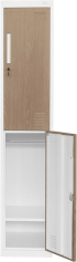 Гардероб RFG, единичен, метален, с две врати, 380 х 450 х 1850 mm, кехлибарен дъб и бяло снимка 3