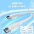 Vention Кабел USB 2.0 Type-C to Type-C - 1M White 3A Fast Charge - TAXWF снимка 6