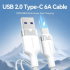 Vention Кабел USB 2.0 A Male to C Male 1.0M Black 6A Fast Charge - CTOBF снимка 3