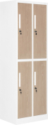 Гардероб RFG, двоен, метален, с 4 врати, 600 х 450 х 1850 mm, кехлибарен дъб и бяло снимка 1