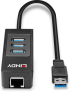 Мрежова LAN карта/адаптер LINDY LNY-43176, USB 3.0 хъб 3 порта, Gigabit Ethernet 1000 Mbps, 5 Gbps, черен снимка 3
