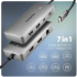 USB Хъб AXAGON HMC-CUB83X2, USB 3.2 Gen 2 USB-C, 10Gbps, HDMI/DP 8K, Gigabit LAN, 2x USB-A, 1x USB-C, PD 100W, 7-port, сив снимка 2