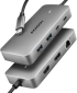 USB Хъб AXAGON HMC-CUB83X2, USB 3.2 Gen 2 USB-C, 10Gbps, HDMI/DP 8K, Gigabit LAN, 2x USB-A, 1x USB-C, PD 100W, 7-port, сив снимка 1