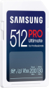 Samsung PRO Ultimate Full-Size, SDXC UHS-I, 512GB, U3, V30, USB Адаптер снимка 3