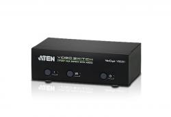 KVM продукт ATEN VS0201 :: 2-Port видео превключвател, 2 входа, 1 изход, VGA, със звук