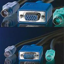 Кабел/адаптер VALUE 11.99.5455 :: KVM кабел, 1x HD15 M-F, 2x PS-2 M-F, 3C+4, 3.0 м