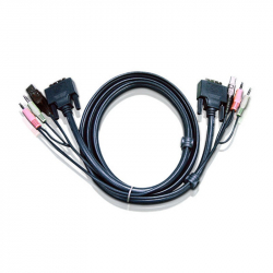 Кабел/адаптер ATEN 2L-7D03U :: DVI KVM кабел, DVI-D M + USB type A M + 2 Audio plugs -- DVI-D M