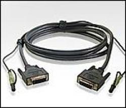Кабел/адаптер ATEN 2L-7D02V :: DVI KVM кабел, DVI-D M + 2 Audio plugs -- DVI-D M + 2 Audio plugs, 1.8 м