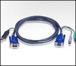 Кабел/адаптер ATEN 2L-5503UP :: KVM кабел, HD15 F + 2x PS2 M -- HD15 M + USB type A M, 3.0 м