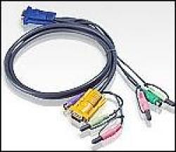 Кабел/адаптер ATEN 2L-5305P :: KVM кабел, HD15 M + 2x PS2 M + 2 Audio plugs -- SPHD15 M + 2 Audio jacks, 5.0 м