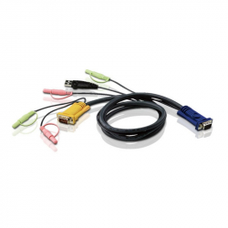 ATEN 2L-5302U :: KVM кабел, HD15 M + USB type A M + 2 Audio Plugs -- SHDB15