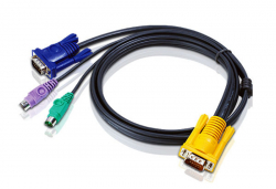 ATEN 2L-5206P :: KVM кабел, SPHD15 M -- 2x PS2 M + HD15 M, 6.0 м