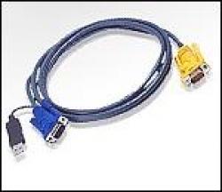 Кабел/адаптер ATEN 2L-5203UP :: KVM кабел, HD15 M + USB type A M -- SPHD15 M, 3.0 м