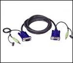 Кабел/адаптер ATEN 2L-2402A :: KVM кабел, HD15 F + Audio plug -- HD15 M + Audio plug, 1.8 м