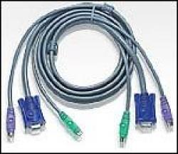 Кабел/адаптер ATEN 2L-1006P-C :: KVM кабел, HD15 M + 2x PS2 M -- HD15 F + 2x PS2 M, 6.0 м