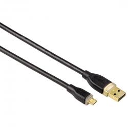 Кабел/адаптер Кабел HAMA USB 2.0- micro USB, Позлатени конектори, 0.75 м., Черен