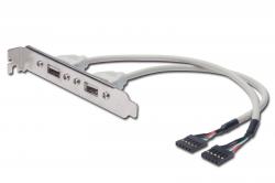 Кабел/адаптер ASSMANN AK-300301-002-E :: USB 2.0 Slot Bracket планка, 2x type A - 2x5pin IDC, F-F, 0.25 м