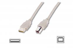 Кабел/адаптер ASSMANN AK-300105-050-E :: USB 2.0 кабел, Type A - B, 5.0 м, бежов