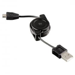 Принадлежност за смартфон Ролетен кабел HAMA USB - micro USB  с регулируема дължина, Черен