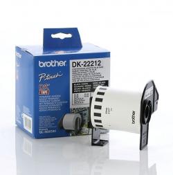 Касета за етикетен принтер Brother DK-22212 White Continuous Length Film Tape 62mm x 15.24m, Black on White