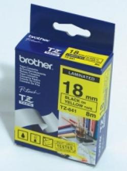 Касета за етикетен принтер Brother TZe-641 Tape Black on Yellow, Laminated, 18mm Eco