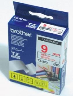 Касета за етикетен принтер Brother TZe-222 Tape Red on White, Laminated, 9mm, 8m - Eco