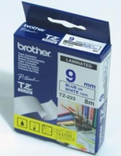 Касета за етикетен принтер Brother TZe-223 Tape Blue on White, Laminated, 9mm, 8m - Eco