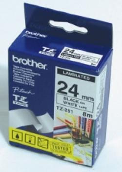 Касета за етикетен принтер Brother TZe-251 Tape Black on White, Laminated, 24mm - Eco