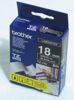 Касета за етикетен принтер Brother TZe-345 Tape White on Black, Laminated, 18mm, 8m - Eco