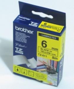 Brother-TZe-611-Tape-Black-on-Yellow-Laminated-6mm-Eco
