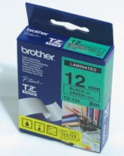 Касета за етикетен принтер Brother TZe-731 Tape Black on Green, Laminated, 12mm, 8m - Eco