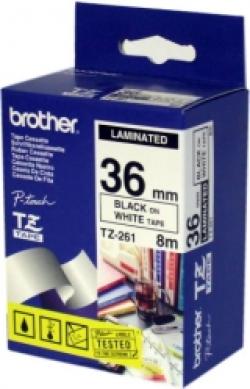 Касета за етикетен принтер Brother TZe-261 Tape Black on White, Laminated, 36mm, 8 m - Eco