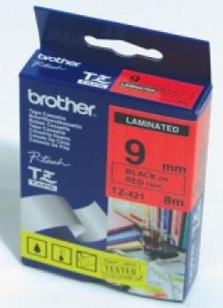 Касета за етикетен принтер Brother TZe-421 Tape Black on Red, Laminated, 9mm, 8m - Eco