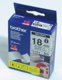 Касета за етикетен принтер Brother TZe-SE4 Tape Black on White, Security Tape, 18mm - Eco