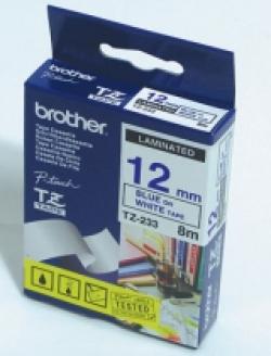 Касета за етикетен принтер Brother TZe-233 Tape Blue on White, Laminated, 12mm, 8m - Eco