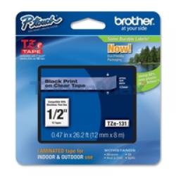 TZ-Tape-BROTHER-12mm-Black-on-Clear-Laminated-8m-lenght-for-P-Touch