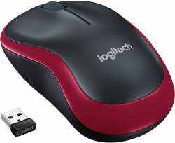 Мишка Logitech M185, безжична wireless, червен цвят