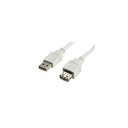Кабел/адаптер ROLINE S3113-100 :: USB 2.0 кабел, A-A, M-F, бежов, 3 м 