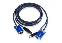 Кабел/адаптер ATEN 2L-5002U :: KVM кабел, HD15 M + USB A type M -- HD15 F + USB type B M, 1.8 м
