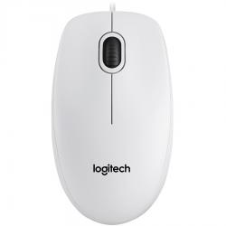 Мишка Мишка Logitech B100, USB, бяла