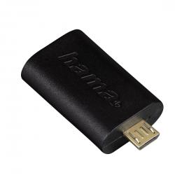 Принадлежност за смартфон Адаптер OTG HAMA, USB 2.0 micro B мъжко - A женско, Черен