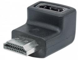 Кабел/адаптер MANHATTAN 353519 :: Адаптер HDMI А-F към HDMI А-M, черен, 4К, извит на 90° нагоре