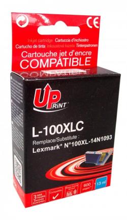 Касета с мастило Глава за струен принтер LEXMARK 14N1069E, 100XL Cyan, 13 ml, Uprint