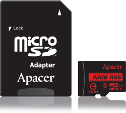 SD/флаш карта Apacer AP32GMCSH10U5-R, 32GB microSDHC, с включен SD адаптер в комплекта