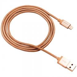 Кабел/адаптер CANYON Charge & Sync MFI braided cable with metalic shell, USB to lightning, certified by Apple, 1m, 0.28mm, Golden
