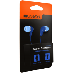 Слушалки CANYON Stereo Earphones with inline microphone, Blue